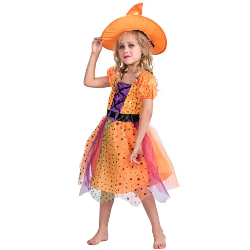 カボチャの女の子のコスプレスカート,子供のステージショーの衣装,ノベルティ,ハロウィーン