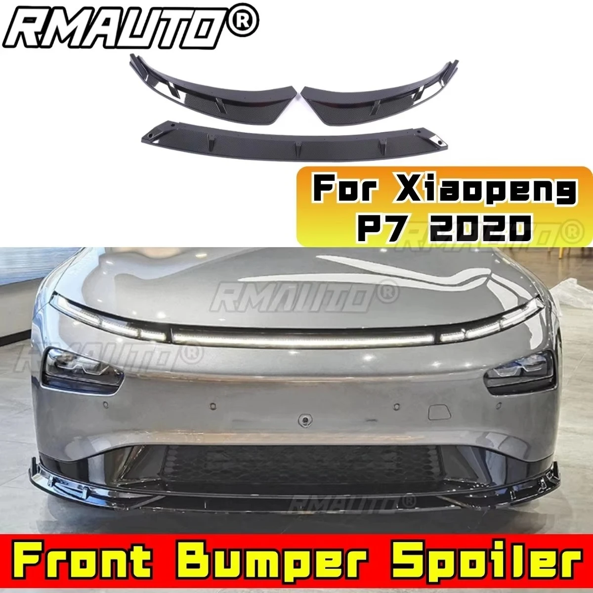 

For Xiaopeng P7 2020 Car Front Bumper Lip Splitter Diffuser Car Accessories Gloss Black Bumper Protector Modification Part