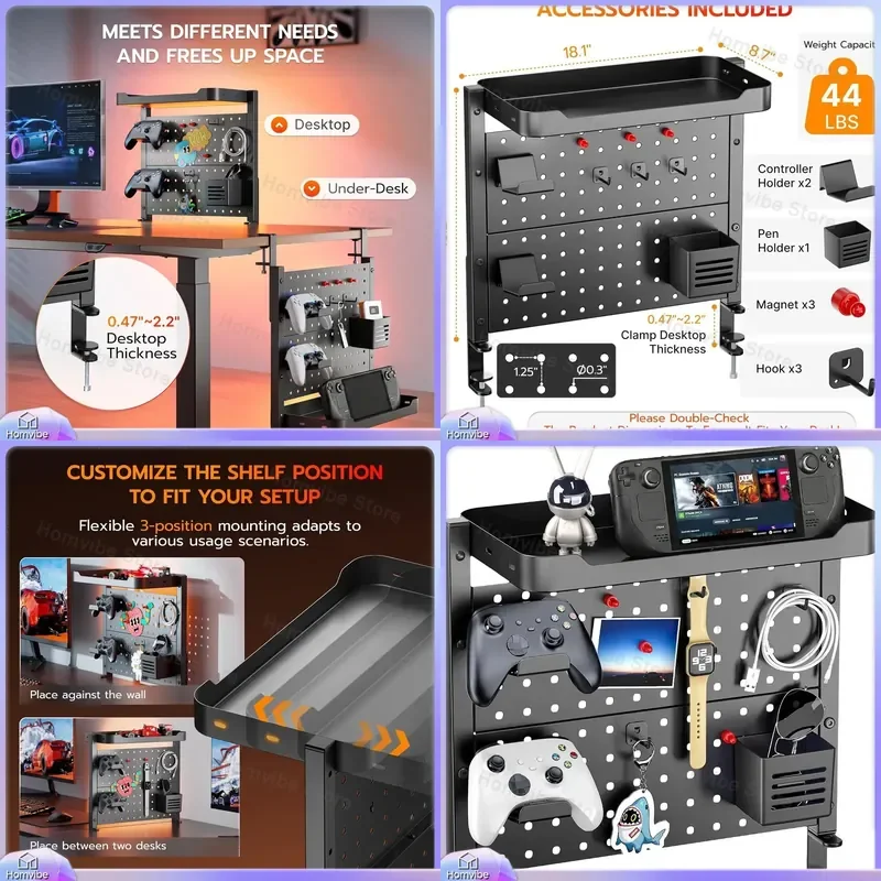for Cross-border Multi-functional Dormitory Rack Desktop Carbon Steel Hole Plate Clip-on Desk Double-layer Storage