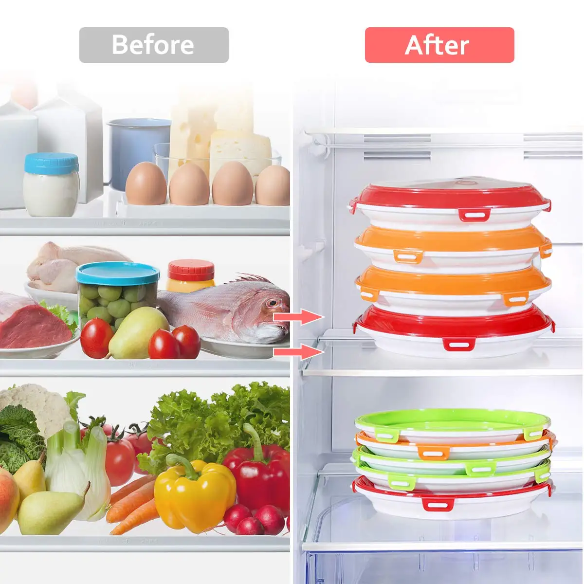 Transparent Food Preservation Tray Kitchen Storage Thickened Fresh-Keeping Double-Sided Tools Plastic Refrigerator Plates Tool