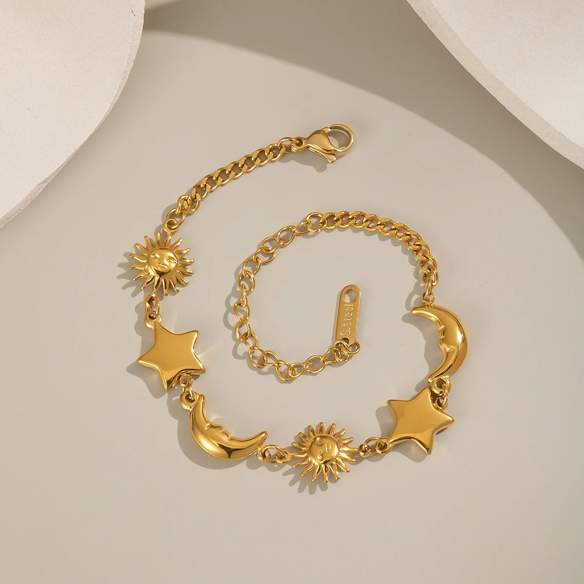 سوار ريترو فاشن ستار مون مطلي بالذهب عيار 18 قيراط من الفولاذ المقاوم للصدأ قابل للتكديس سوار شمسي مجوهرات نسائية هدية لقضاء العطلات #6