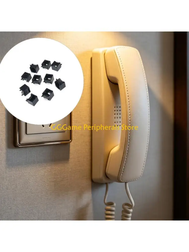 U55B 10Pcs RJ11 8P8C Telephone Outlet Pin Female Connectors Telephone Outlet For Networking Phone Cable Accessories