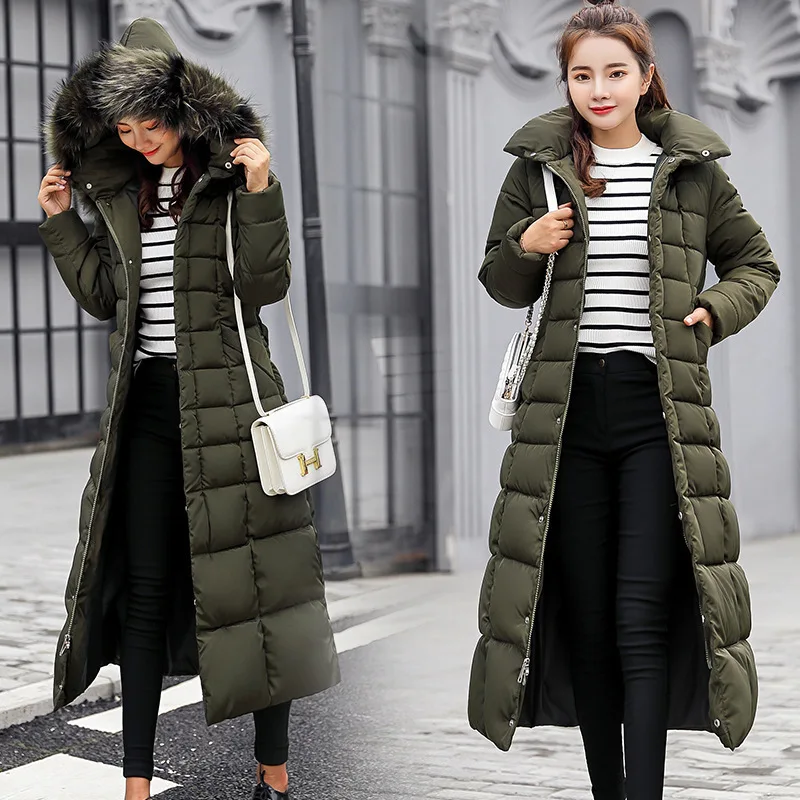 Wholesale Hooded Thickened Padded Jacket Warm Long Down Jacket Duck Down Women\'s Winter White Fleece Jacket