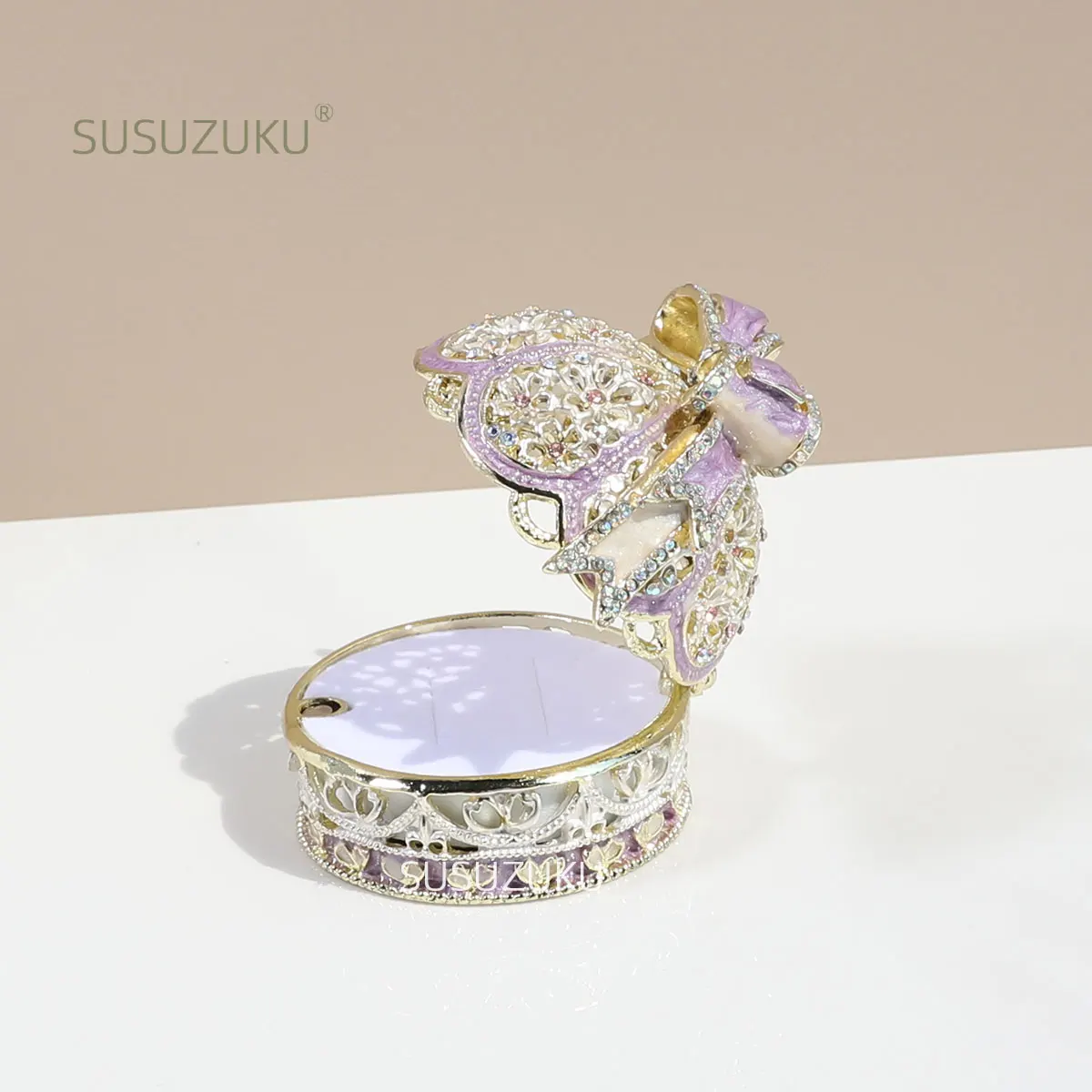 Alloy Enamel Jewelry Box European Princess Bowknot Crown High-end Jewelry Ring Wedding Ring Jewelry Storage Box
