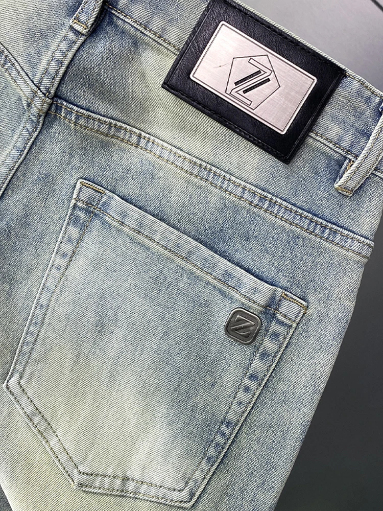 

High-End Retro Distred Jeans Men's Slim Fit Faionable Versatile Long Pants Youthful ular Cotton Stretch Denim