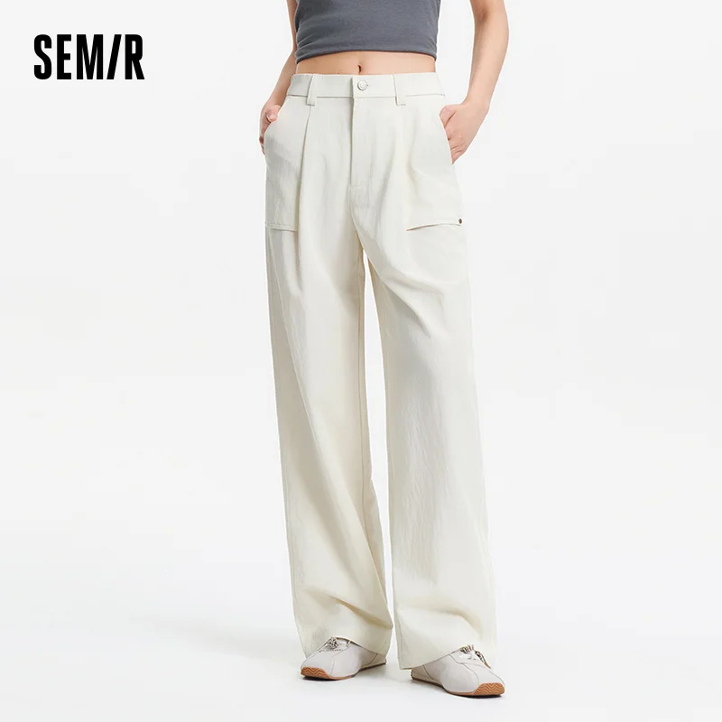 

Semir Casual Pants Women Simple Utility Style Wide-leg Pants 2025 New Summer Pleated Long Pants Versatile