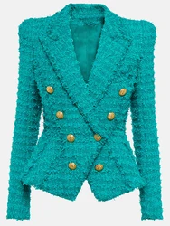 Chaqueta de diseñador para mujer, Blazer de Tweed con flecos y borlas, corte ajustado, 2024