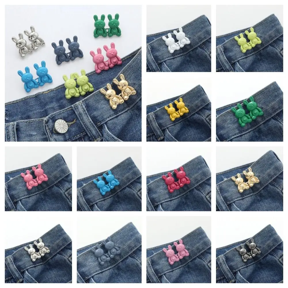 Removable Rabbit Snaps Detachable Pant Clips Alloy Multicolour Jeans Waist Button Waist Tightener Clothing Buckles Women