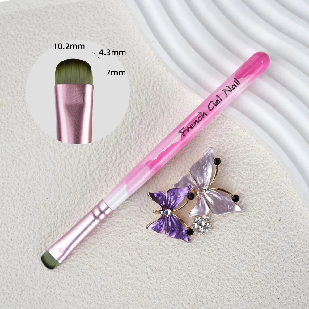 Flacher Gel-Nagelpinsel für French-Nail-Design, UV-Gel-Lack, Acryl-Anwendung, Malen & Reinigen, Aufbaupinsel, Maniküre-Stift-Werkzeug – Detail 3