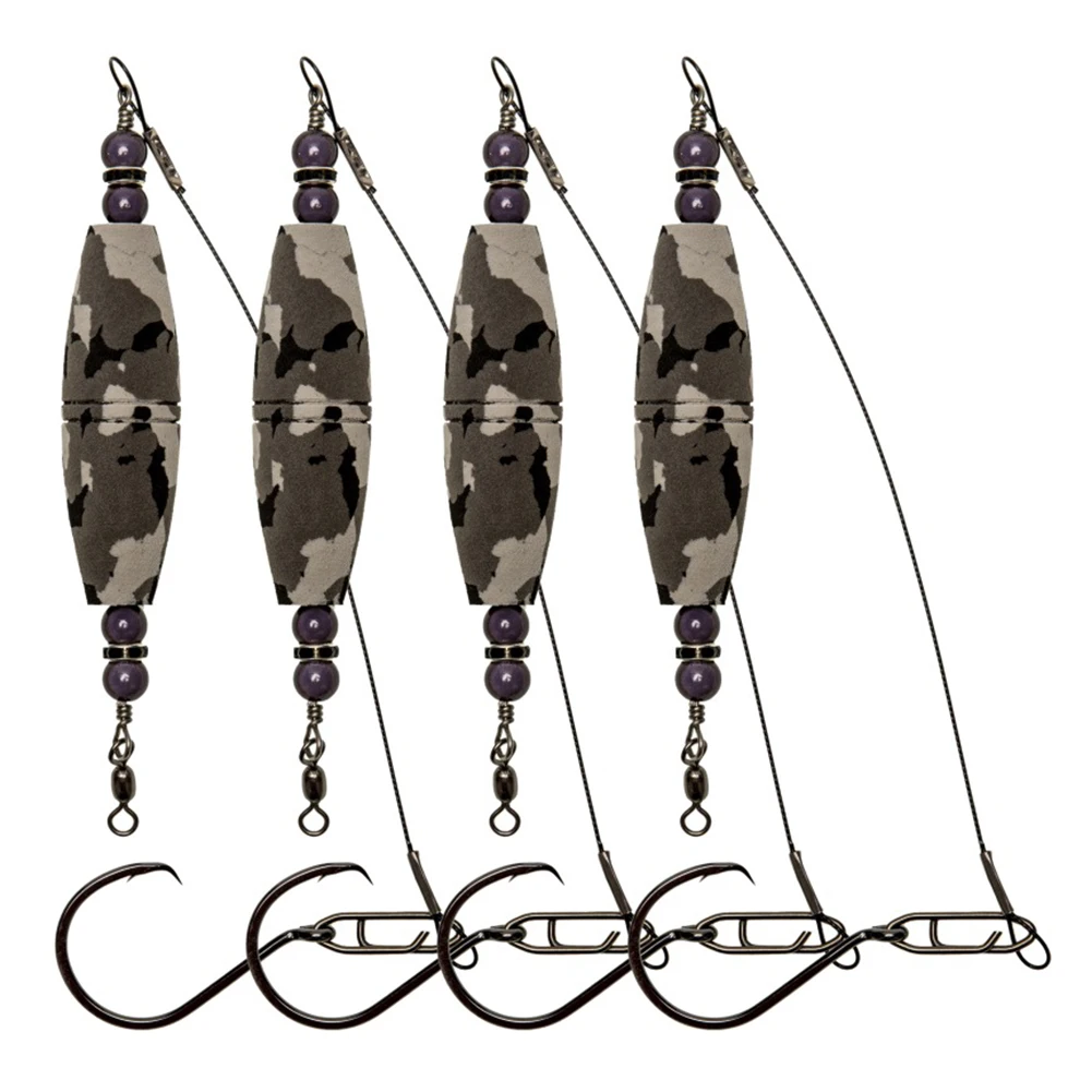 

32 5 Inch Fishing Bobbers for Catfishing 4pcs Pre Rigged Float Rigs with Soft Steel Leader Wire and Barbed Hooks