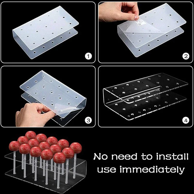 Picture 6: 12/15/20Holes Cake Pop Lollipop Stand with Shelf DIY Baking Tools Display Bakeware Cake Kitchen Gadgets Holder DIY Lollipop Mold