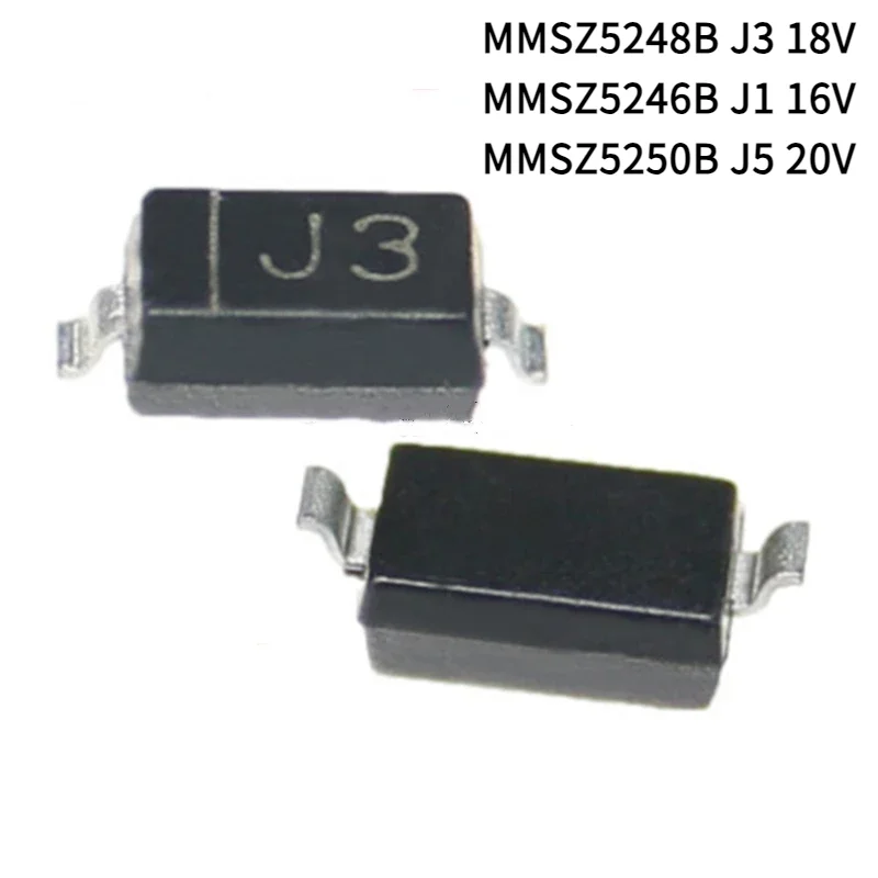 100PCS MMSZ5246B J1 16V MMSZ5248B J3 18V MMSZ5250B J5 20V T1G 350mW 0.35W SOD-123 SMD Zener Diode