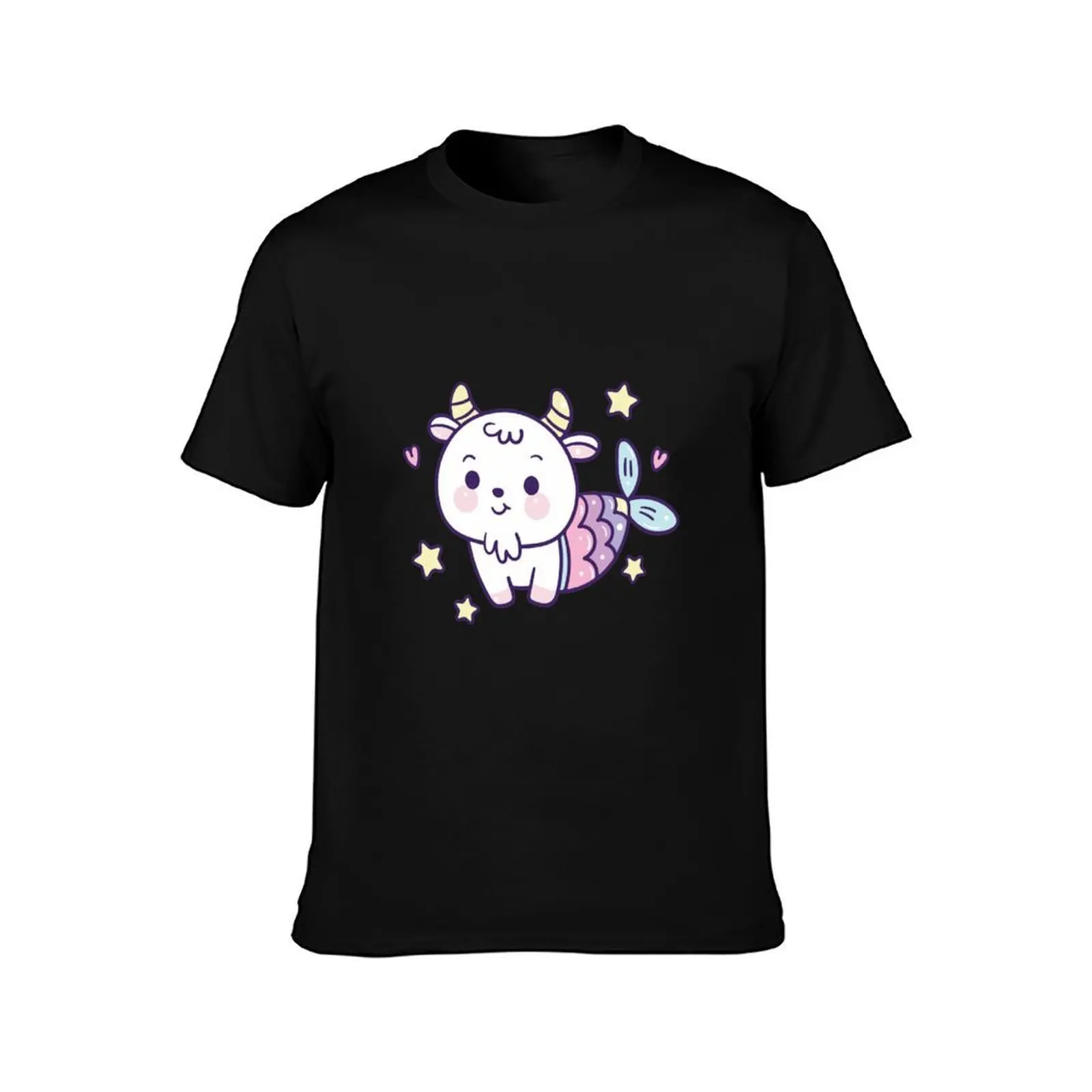 Cartoon Capricorn T-Shirt Summer Casual Cotton Tee Oversized Streetwear Tops Vintage Graphic Print Loose Fit Short Sleeve