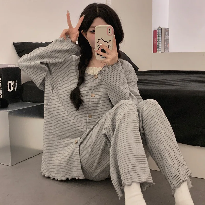 

Cotton Maternity Nursing Sleepwear Pajamas Set 2PCS Breastfeeding Pajamas Clothes for Pregnant Women Pregnancy Nightgown