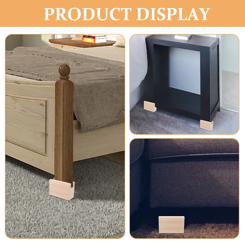 2 Pcs Mattress Raiser Desk Leg Riser Couch Lift Risers for Legs Furniture Wooden Blocks