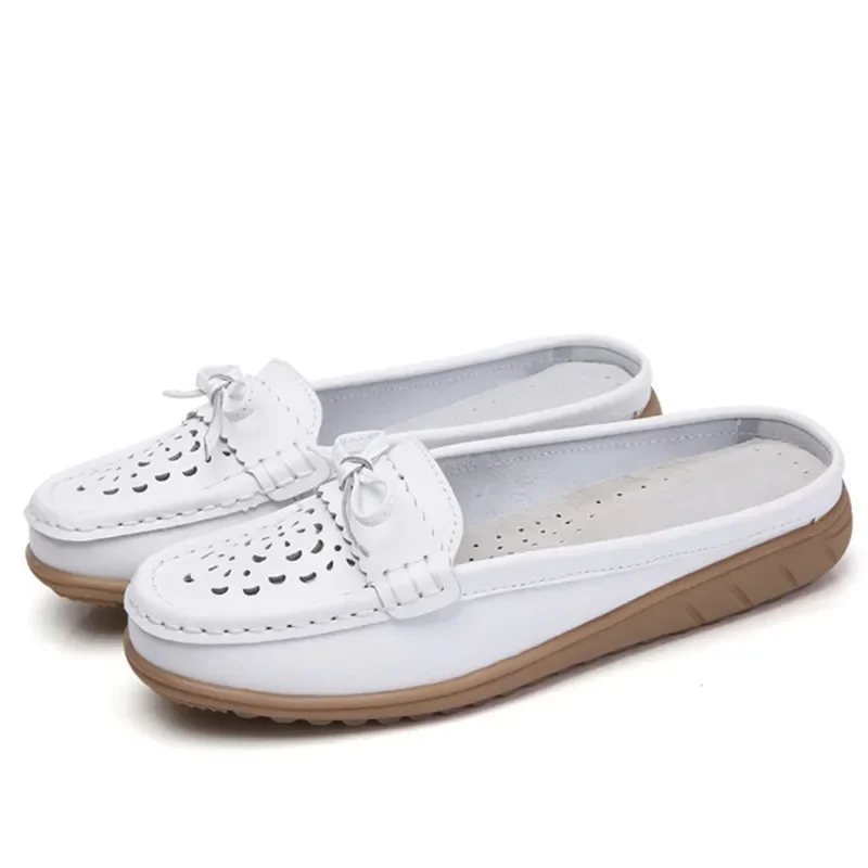 TIMETANG Brand Women Shoes Sandals Genuine Leather Bowtie Indoor House Ladies Slippers Fashion Mother Shoes Solid Casual Shoes
