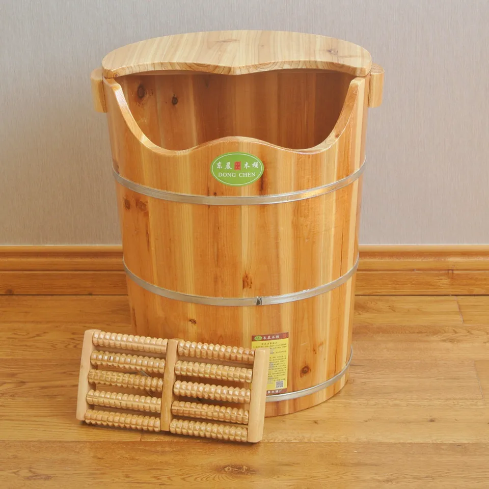 

Foot bucket, wood foot wash, fir, foot bath