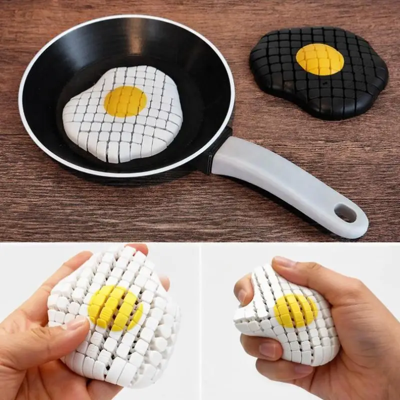 3D Printed Articulated Joints Omelette Fried Egg Fidget Toy Office Desktop Decompression Ornament Egg Shaped Stress Relief Gift