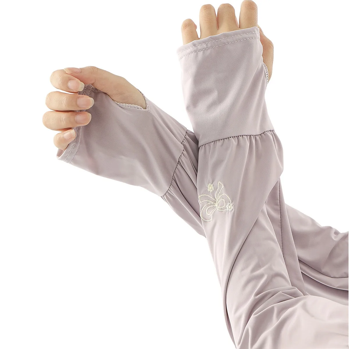 Protezione solare estiva con farfalla ricamata in seta ghiacciata, stile sottile, traspirante, UV, adatta per la guida e il ciclismo