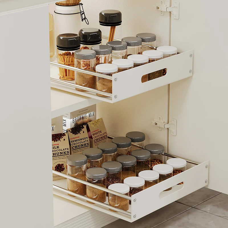 Kitchen basket stainless steel single layer drawer cabinet storage