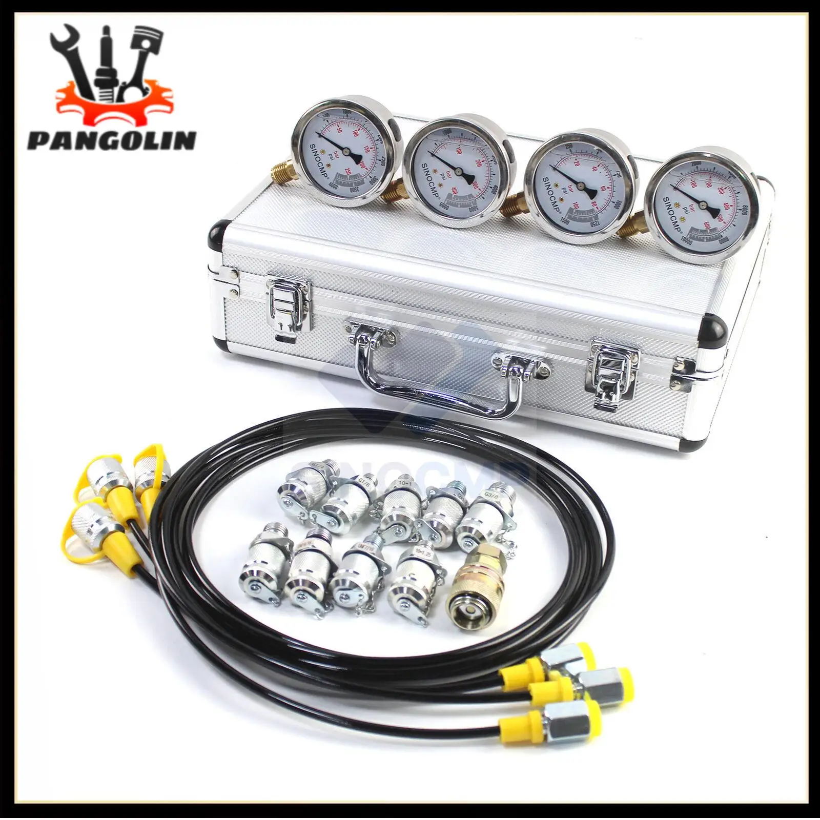 Excavator Hydraulic Pressure Gauges Kit Upgraded Version Pressure Measuring Instruments For 10Mpa/25Mpa/40Mpa/60Mpa Gauge
