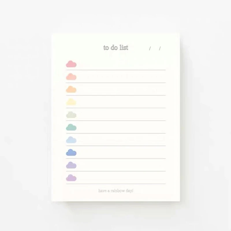 Korean Ins Cute Colorful Clouds To Do List 50 Sheets Planner Student Long Style Note Paper Memo Pad Stationery School Supplies