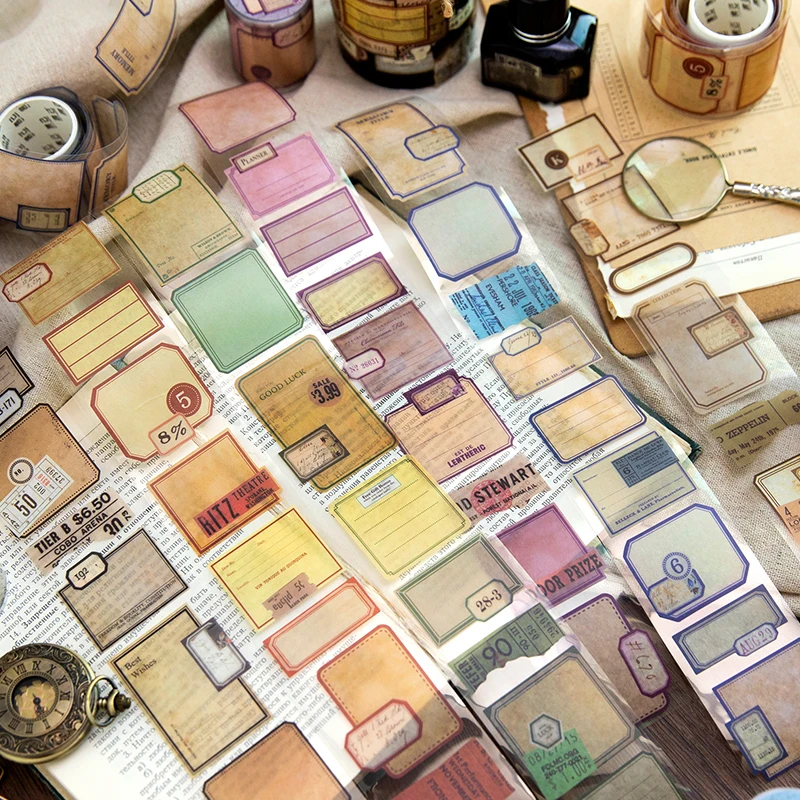50mm * 2m Vintage Frame Tape Label Style Stickers 1 rolka Dekoracyjny kolaż Album pamiętnik Scrapbooking Materiały rzemieślnicze Materiały rzemieślnicze