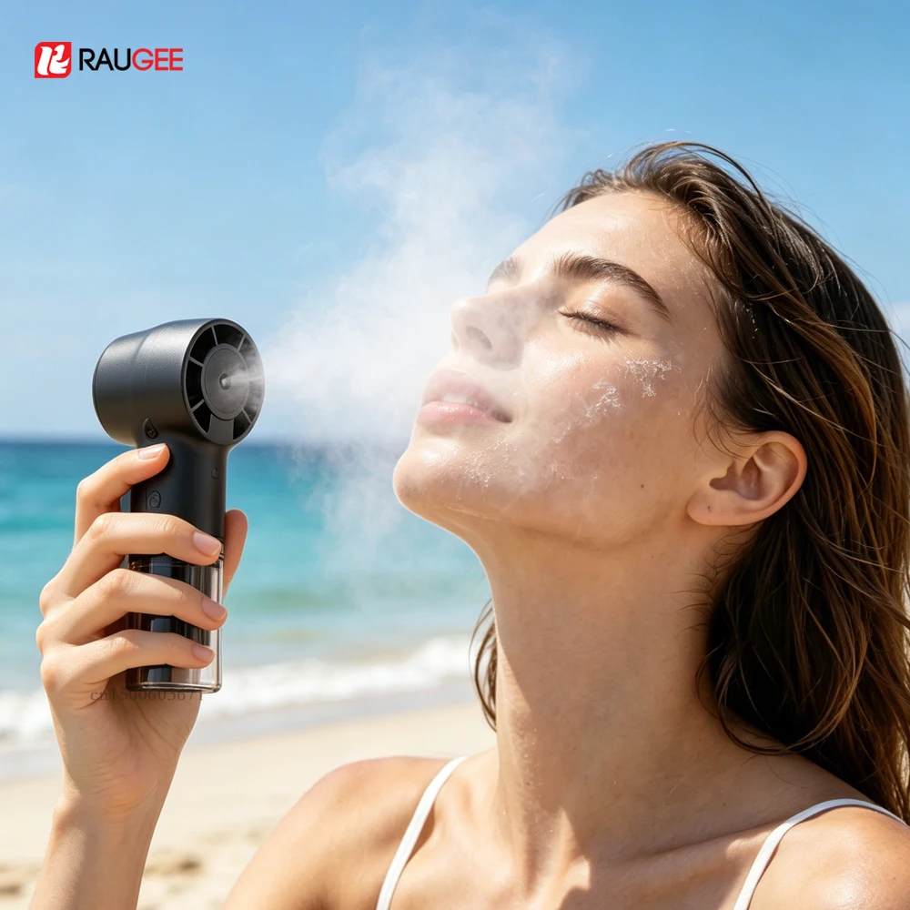 Mini ventilateur pulvérisateur à suspendre au cou, humidificateur portable, ventilateur à main avec 4 vitesses, batterie rechargeable, pour l'extérieur et les enfants