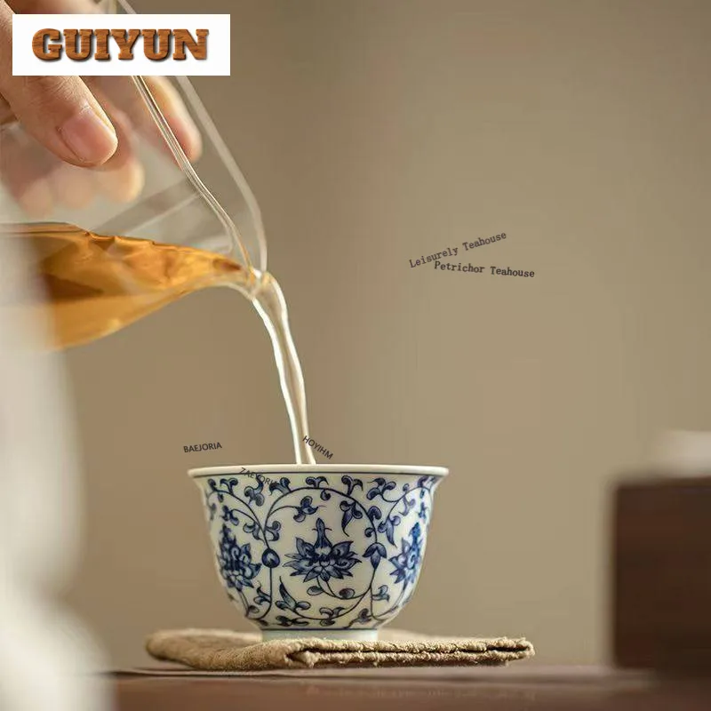 2pc/lot Interlock Branch Lotus Teacup Vintage Tea Bowl Jug Tea-tasting Fragrance Cup Jianzhan Master Cups For Tea Supplies 70ml
