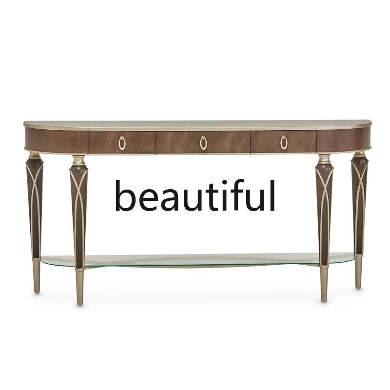Modern, light luxury walnut entrance table, living room entrance cabinet, balcony entrance table
