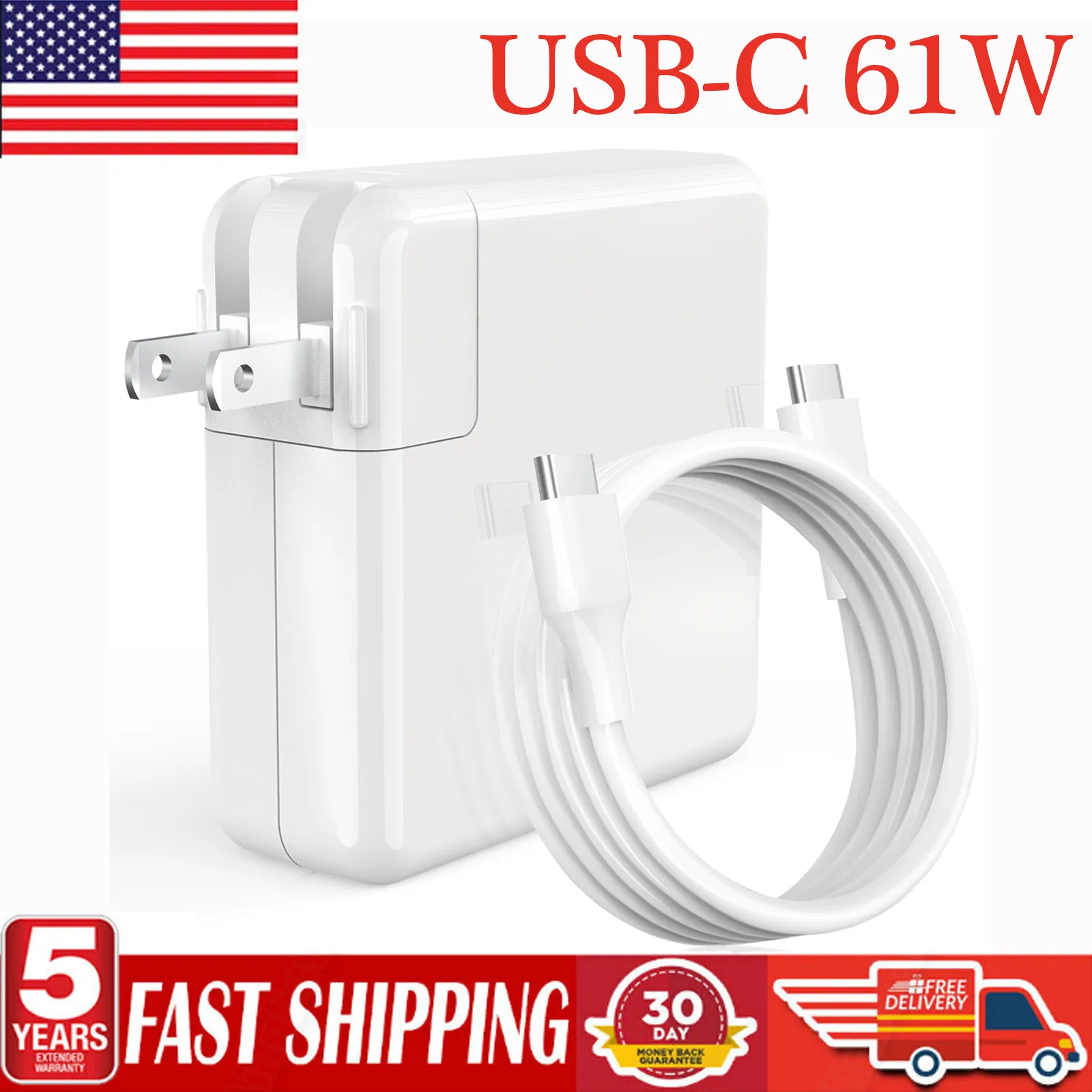 61W Type C USB C AC Adapter Charger for MacBook Pro 13