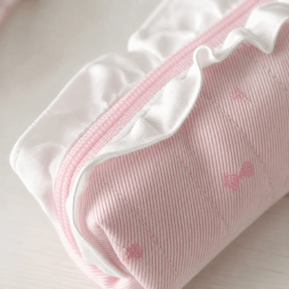 Ballet Ruffle Lace Bow Embroidery Pencil Case Large Capacity Pen Bag Kawaii Pencil Pouch Students Stationery Organizer Bag image 5