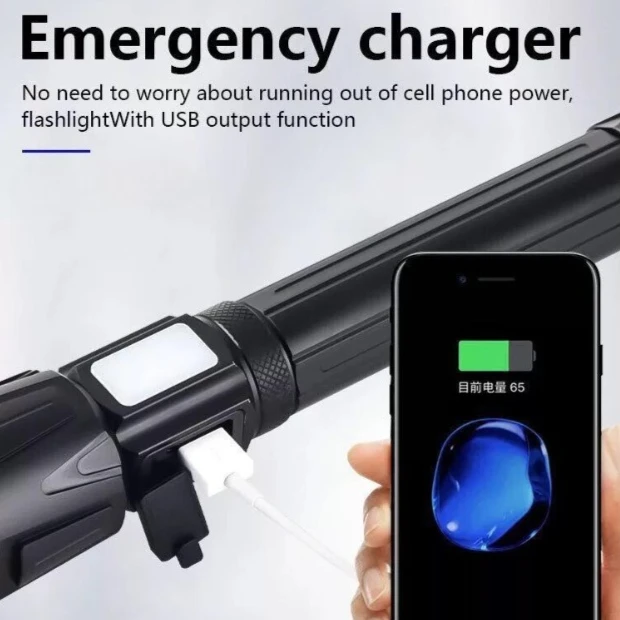 P160 High Power Flashlight LED 18650 Rechargeable USB C Lamp Waterproof Emergency Work Light for Outdoor Lighting Hiking Camping