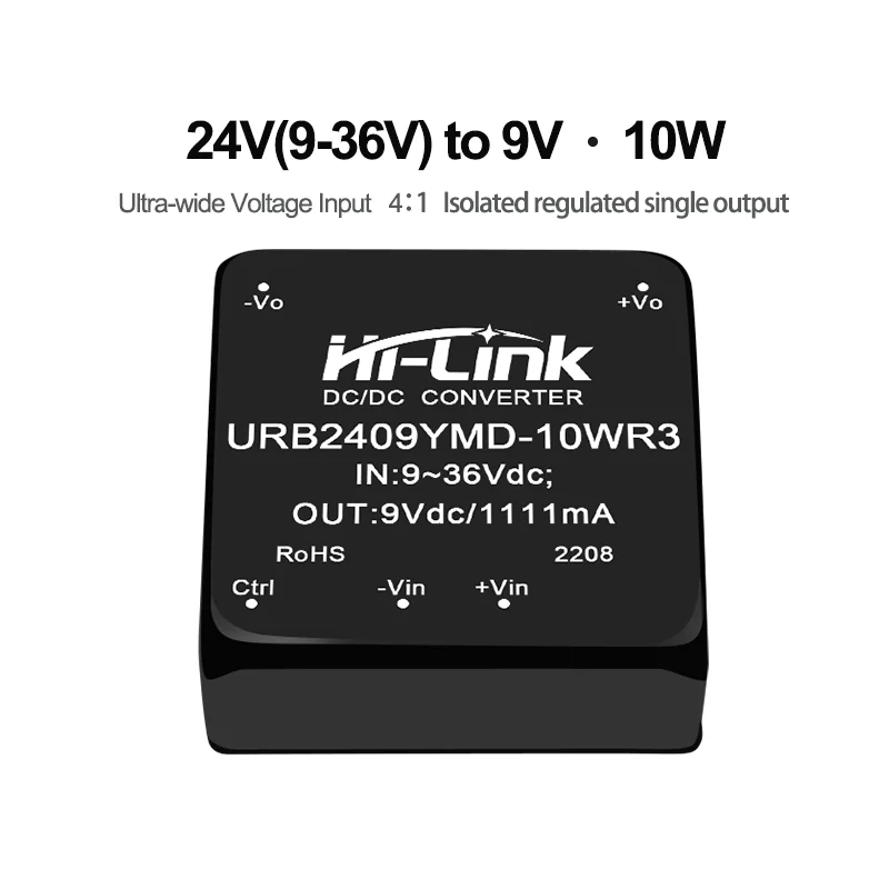 Hi-Link URB2415YMD-10WR3 24V zu 3/5/9/12/15/24V 10W DC isoliertes geregeltes Leistungs modul DC-DC Step-Down-Schalt leistungs modul