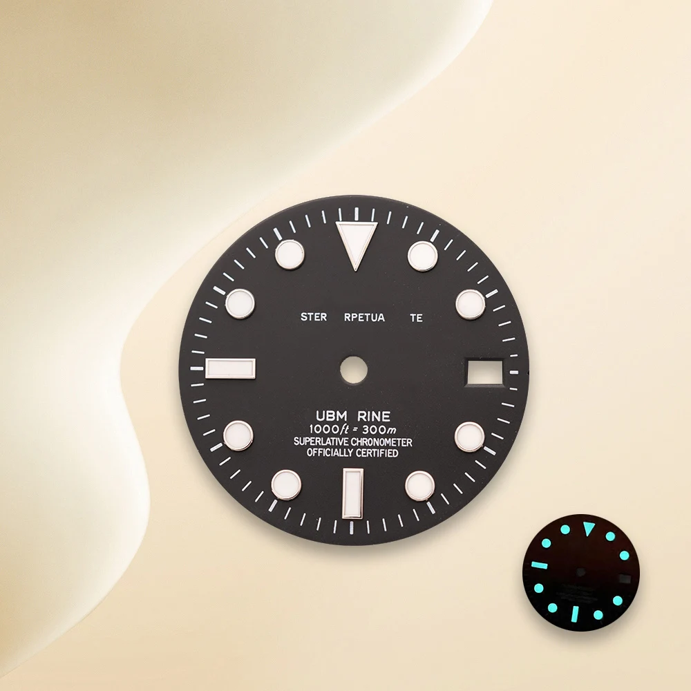 Cadran à rayons solaires avec Logo S, 28.5mm, NH35, adapté au mouvement NH35/NH36/4R/7S C3, outil de Modification de montre lumineux vert