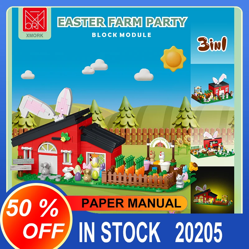 20205 1520pcs MOC Bunny Farm Rabbit House Party Building Blocks Model Bricks Assembling DIY Toys for Boys Christmas Gift Set