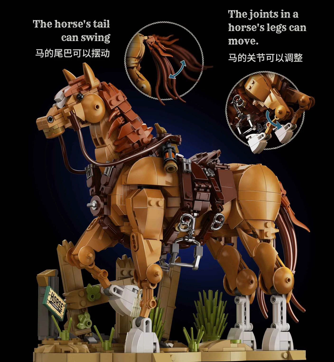 Idea Animal Mini Block United States Western Warhorse Lernspielzeug Pferd Konstruktions-Bausteine Sammlung für Geschenke – Detail 2