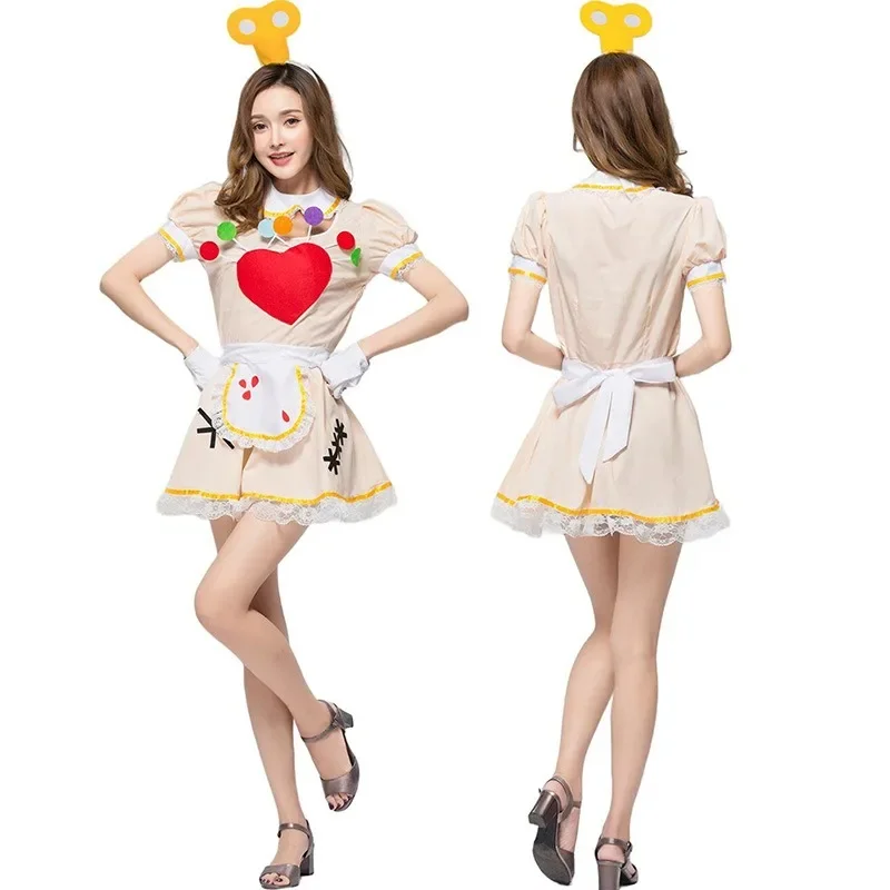 Halloween Cosplay Cooker Dress Cooker Costume Women Dress Female Adult Cook Baker Dress Halloween Circus Clown Costume