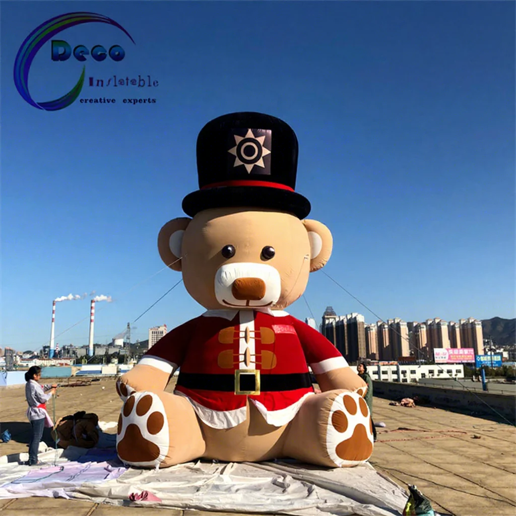

Hot Selling Custom Christmas Teddy Bear Inflatable Cartoon Wearing A Christmas Hat For Outdoor Events Christmas Decorations