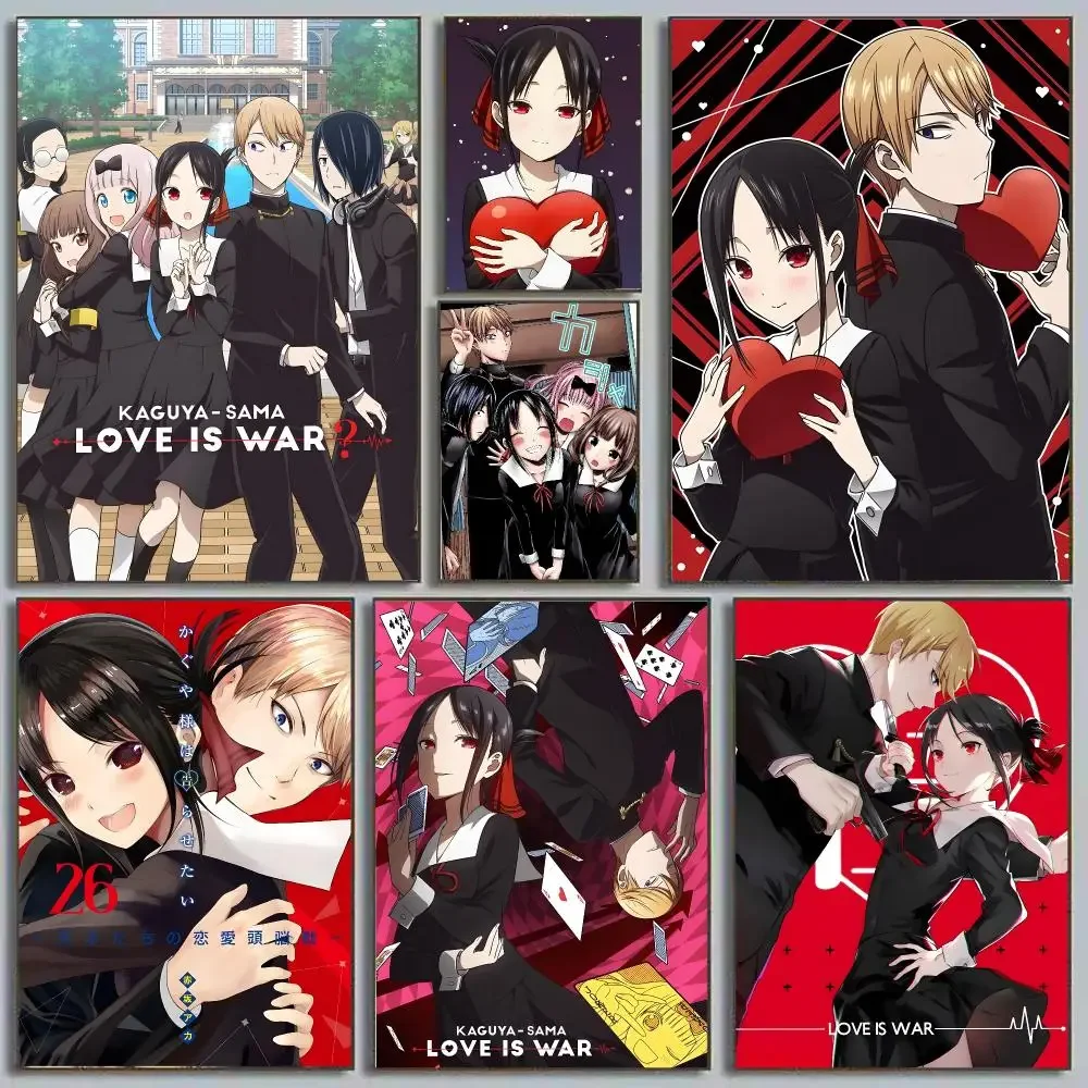 Kaguya-sama Love Is War Kaguya Shinomiya Miyuki Shirogane Romcom Anime Calligraphy Poster Eco-Friendly Decor Frameless Canvas