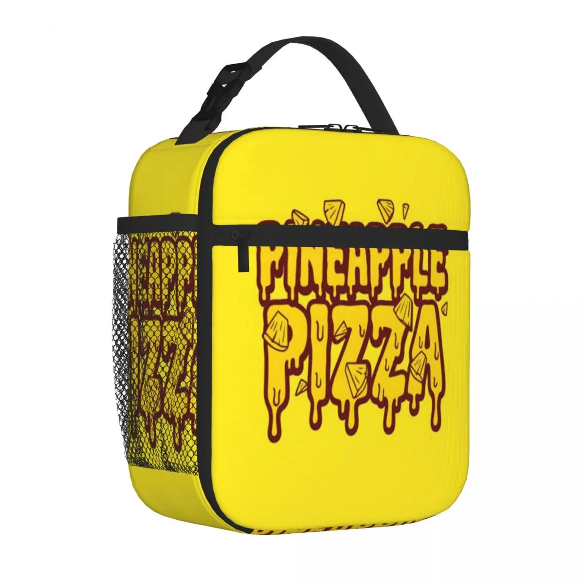 Hot Sale Pineapple Pizza Typography Large Capacity Cooler Tote Campus Lunch Lunch Handbag