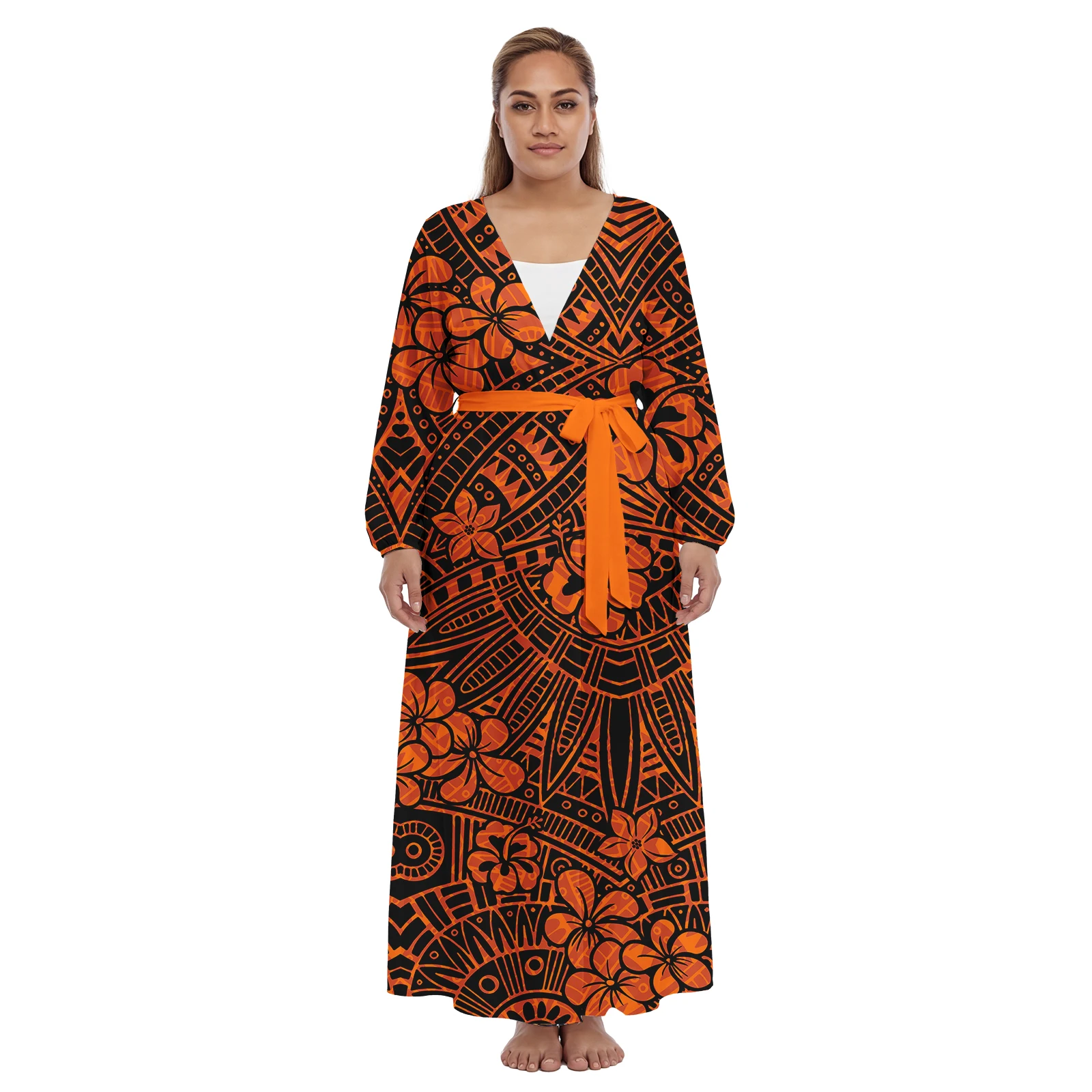 Classic Custom Clothes Samoa Ethnic Style Beach Cover up Island Wear Polynesian Tribal Sashes Dress Aloha Elegant Women Cardigan