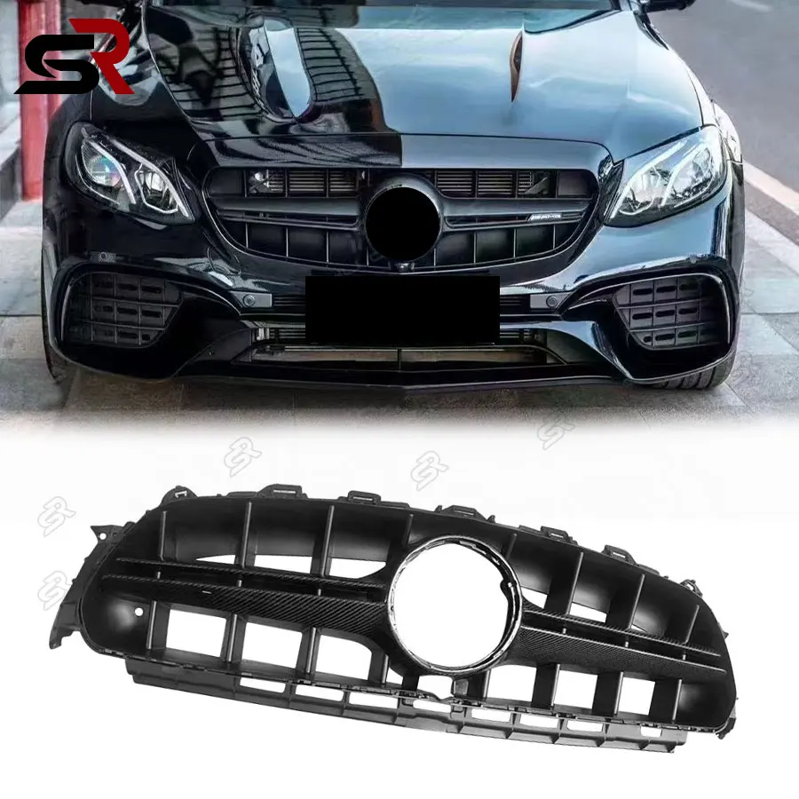 

For Mercedes-Benz W213 E63 E200 E300 E250 E320 E350 E400 Carbon Fiber Car Front Center Mesh Front Mesh Grille Auto Accessories