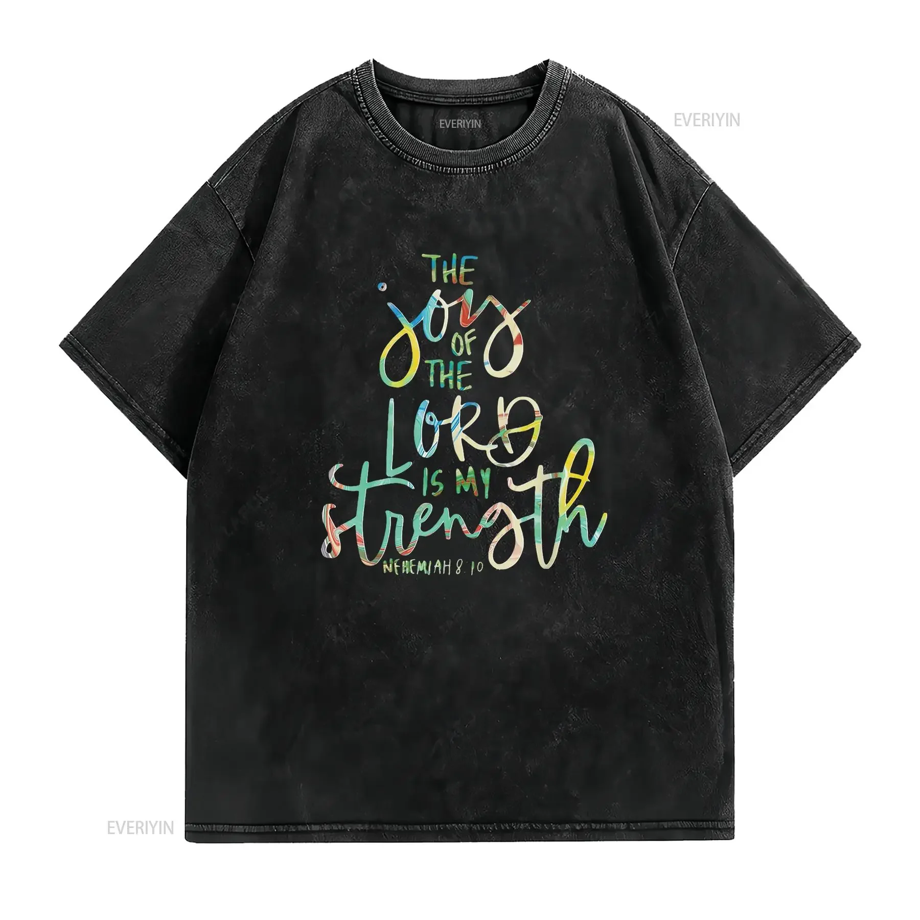 تي شيرت نسائي The Joy Of Lord Is My Strength Confirmation تي شيرت عتيق مغسول قليلاً ومتعدد الاستخدامات للارتداء اليومي #2