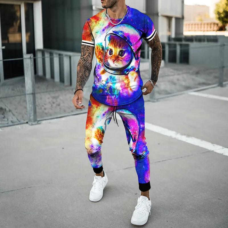 2023 Summer Men Fashion Animal Tracksuit Suit All-Match Clothes Outfit Short Sleeve/Long Shorts 3D Printed Casual Minimalist Set