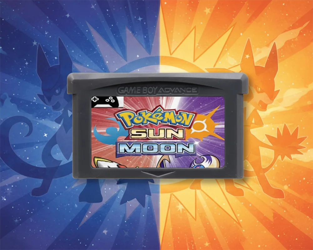 Игровая карта GBA Pokémon Sun & Moon (английская) с RTC — играющая на игре Boy Advance & SP