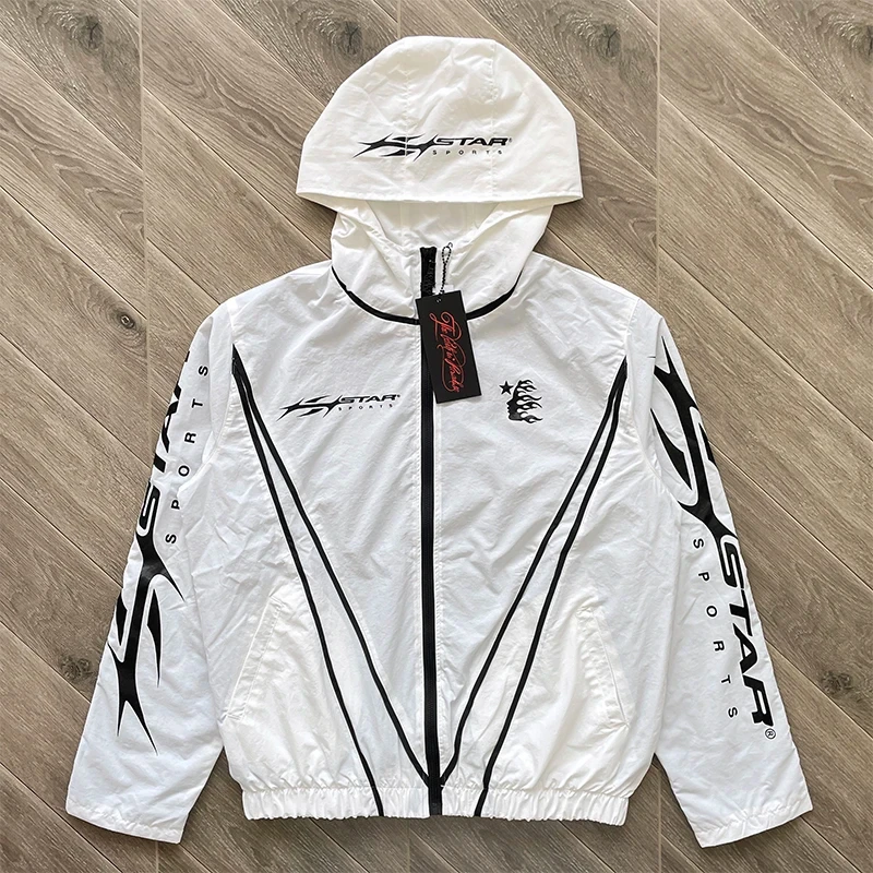 Hellstar Studios European American Streetwear Outfit Set, Unisex Casual Trench Coat and Matching Long Pants for Daily Wear