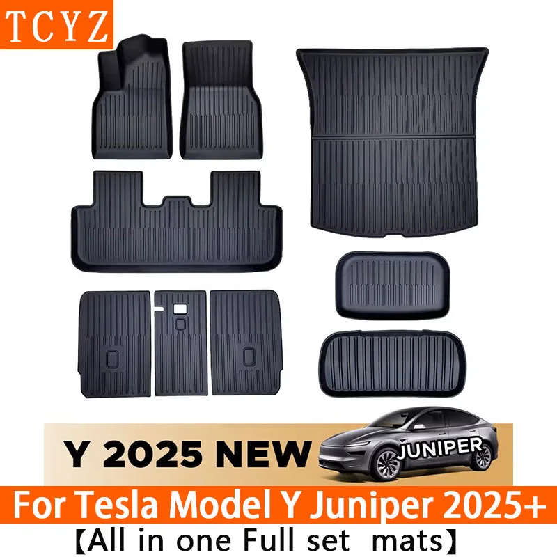 

For New Tesla Model Y Launch 2025+ Juniper TPE Floor Mats & Cargo Liner All Weather Trunk Mats Floor Liner Seat Backrest Mats