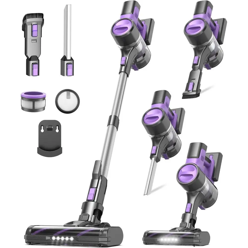 

S10 Cordless Vacuum Cleaner, 55Kpa 60mins Lightweight Stick Vacuum with Powerful Suction for Home, Rechargeable, Self-Standing,