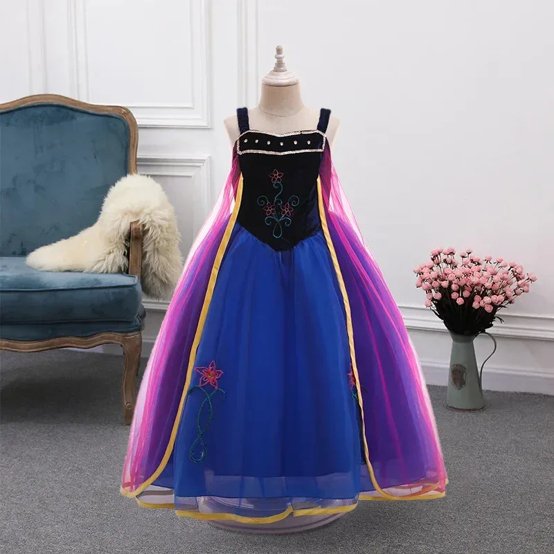 DY2025 Disfraz de princesa Anna Frozen para niñas pequeñas, traje de lujo para niños mayores de 3, 4, 5, 6, 7, 8, 9, 10, 11, 12 años